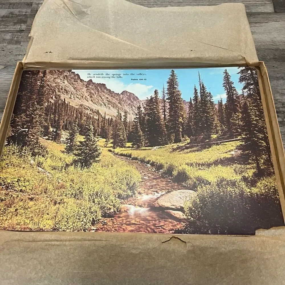 Set of 6 vintage permanent plastic coated inspirational placemats